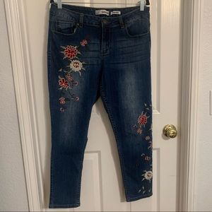 floral embroidered jeans